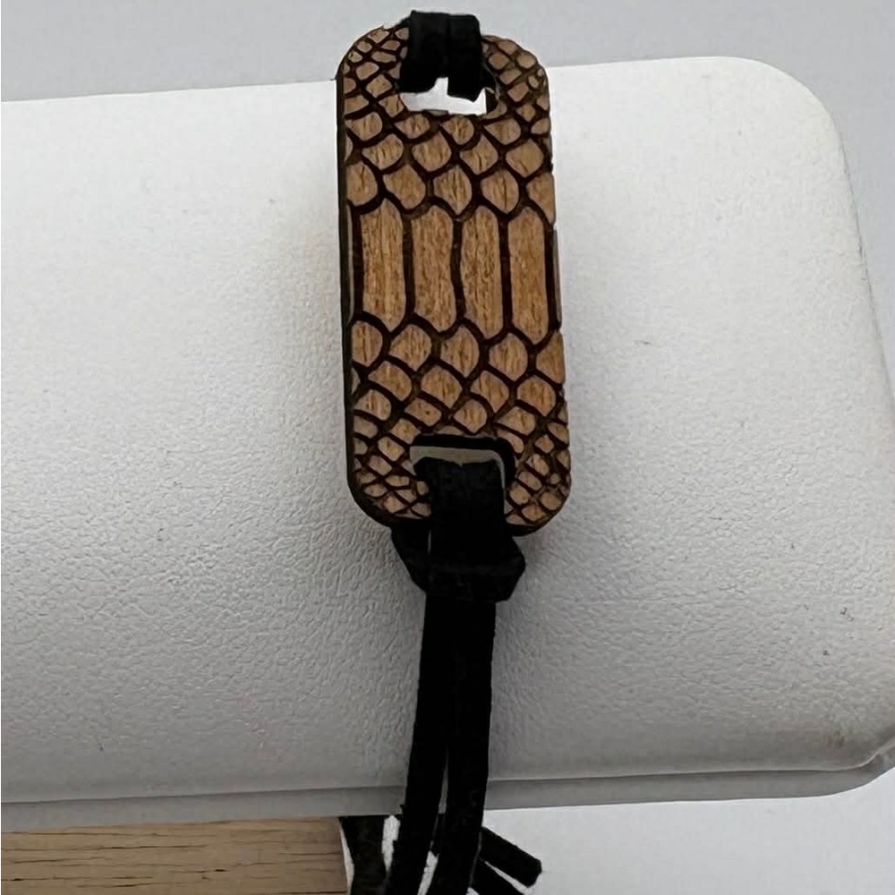 Laser Engraved Wood Bracelet | Geometric Scale Pattern